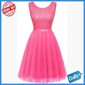 Sequin Mini Dress A-Line Formal Prom Cocktail Sleeveless Tulle